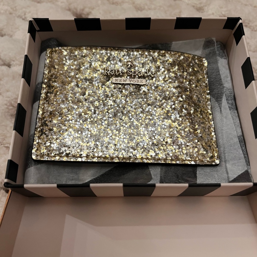 Kate Spade Gold Glitter Card Holder